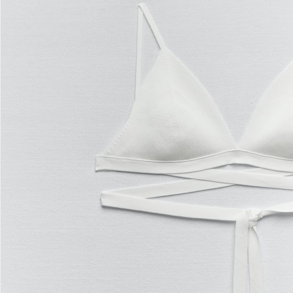 Zara White Knotted Waist Knit Bralette - Picture 17 of 17